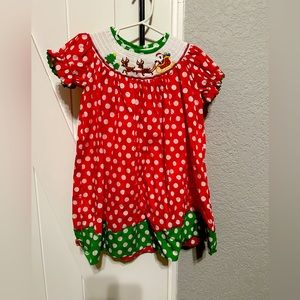 Lil Cactus 2T girls Christmas Smocked Bishop Dress